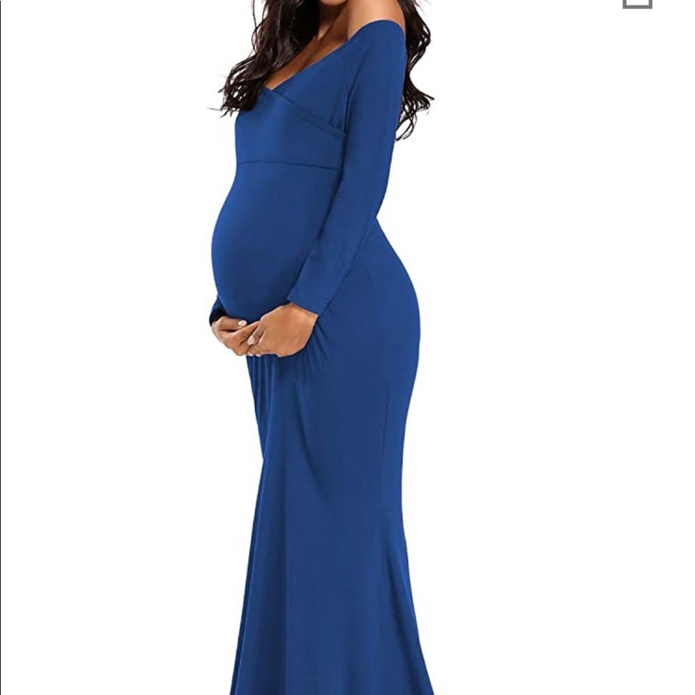 Off the shoulder maternity maxi dress